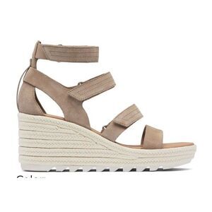 Stylish Taupe Suede Espadrille Wedge‎ Sandals with Multi-Strap Design Womens 9.5